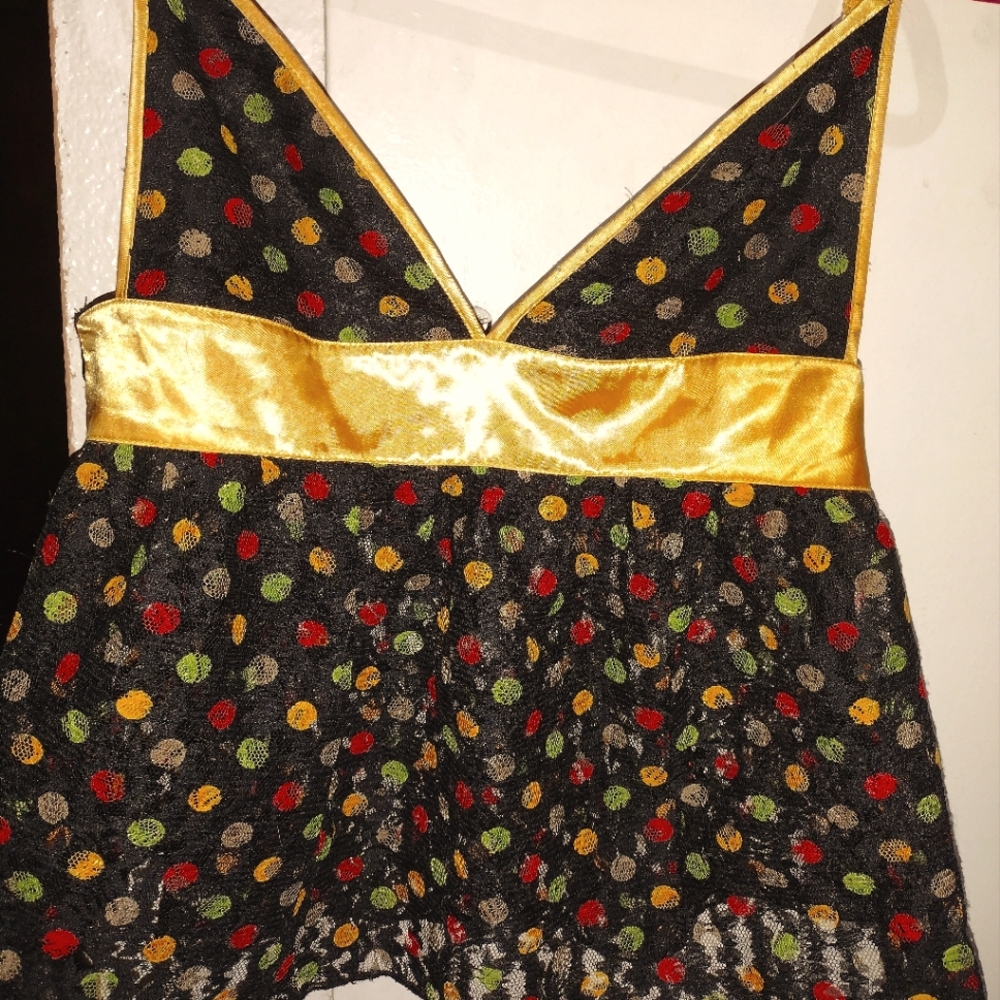 Polka dotted Lace Satin Tank Top